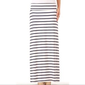 Striped Navy and White *Soft* Maxi Skirt